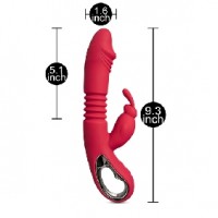 Thrusting Rabbit Vibe. 12 Thrusting & 12 Vibrating Functions, Heating, Silicone, Rechargeable, RED